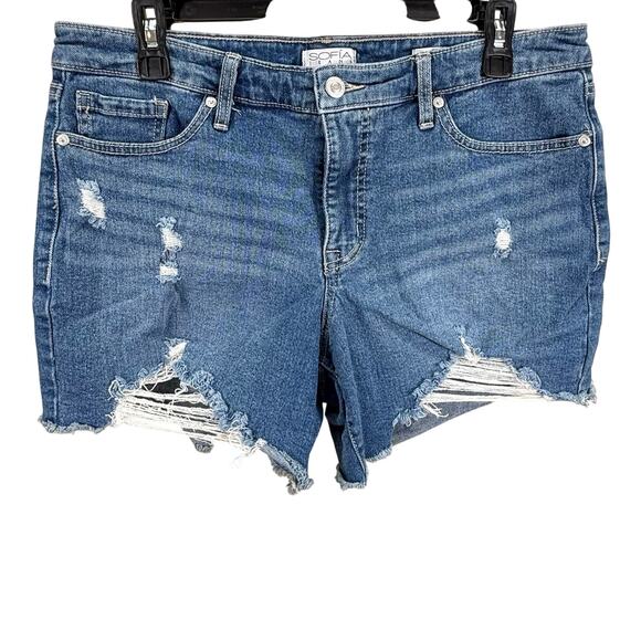 Sofia Vergara Lila Short Distressed Blue Denim Shorts Size 10 NWOT - Picture 1 of 11